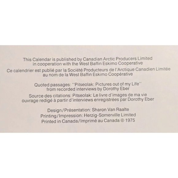 1976 Inuit Calendar Planner Settlements Habitations Artist Engagement Canada Vtg - Picture 11 of 14